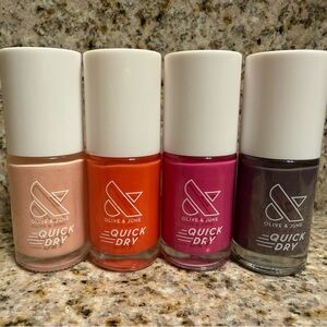 Set of 4-Olive & June Quick-Dry Nail Polish-nuance, picante, wildest, &picante❤️